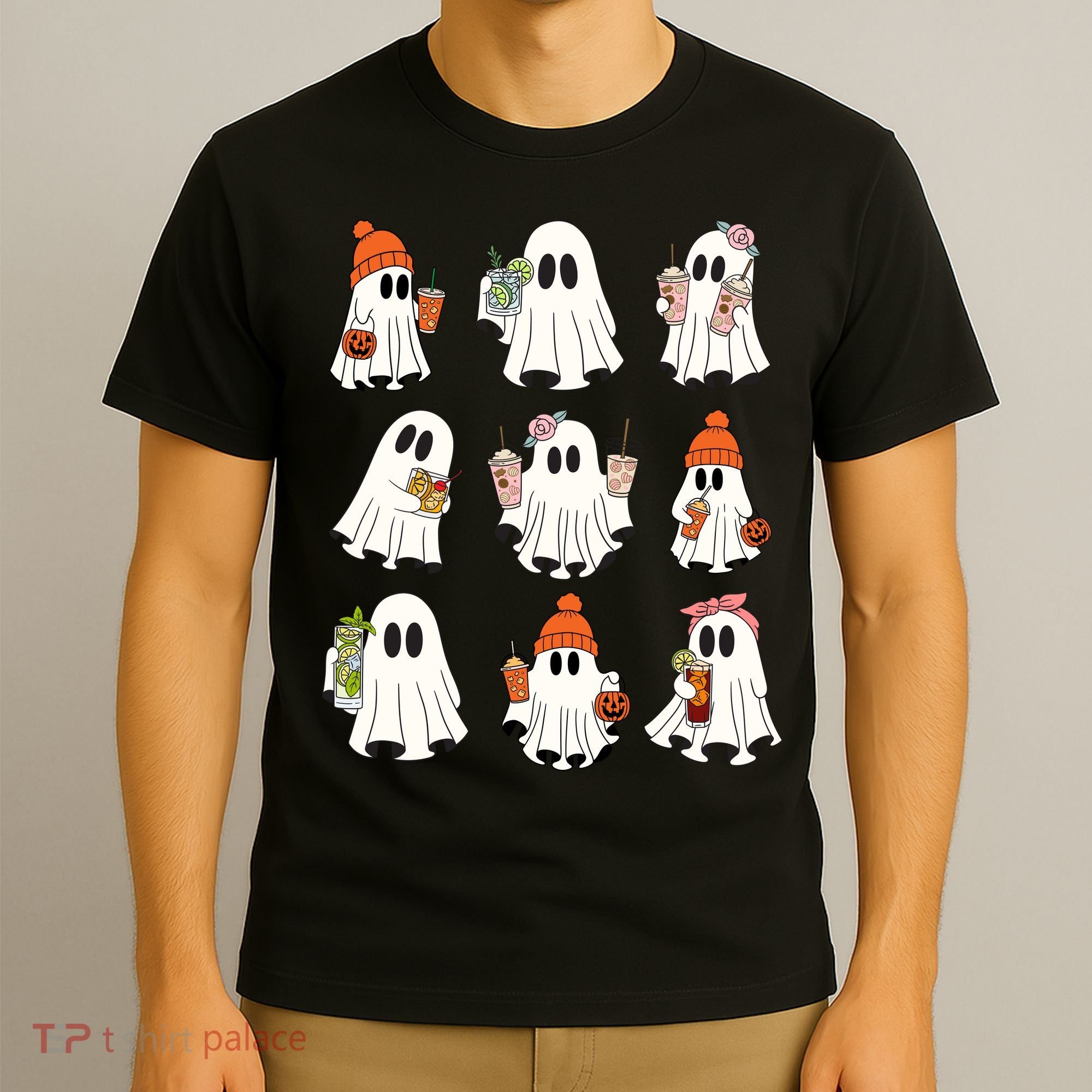 Cute Halloween Ghost Vibes Spooky Autumn Gift T-Shirt