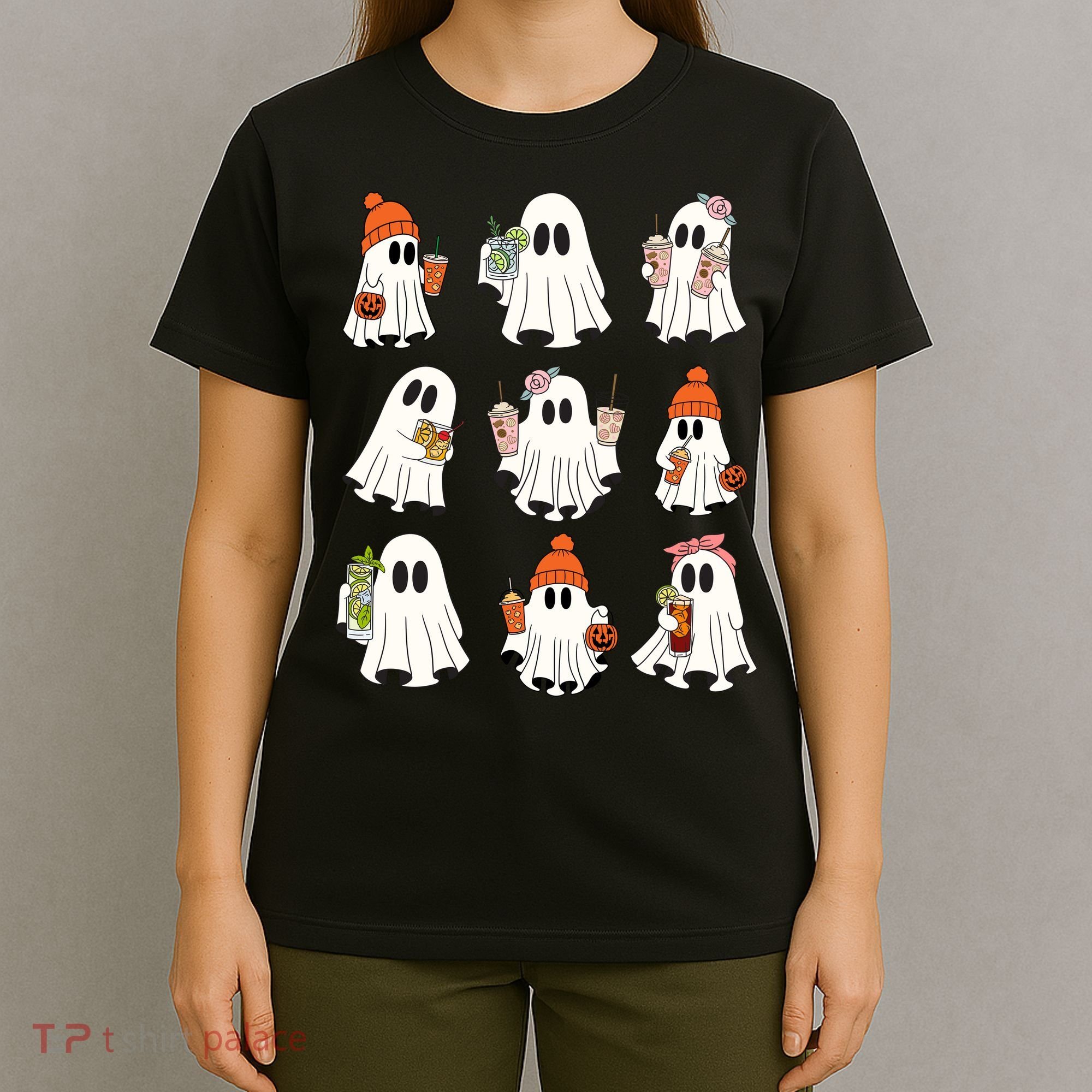 Cute Halloween Ghost Vibes Spooky Autumn Gift T-Shirt