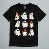 Cute Halloween Ghost Vibes Spooky Autumn Gift T-Shirt thumb 5