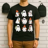 Cute Halloween Ghost Vibes Spooky Autumn Gift T-Shirt thumb 6