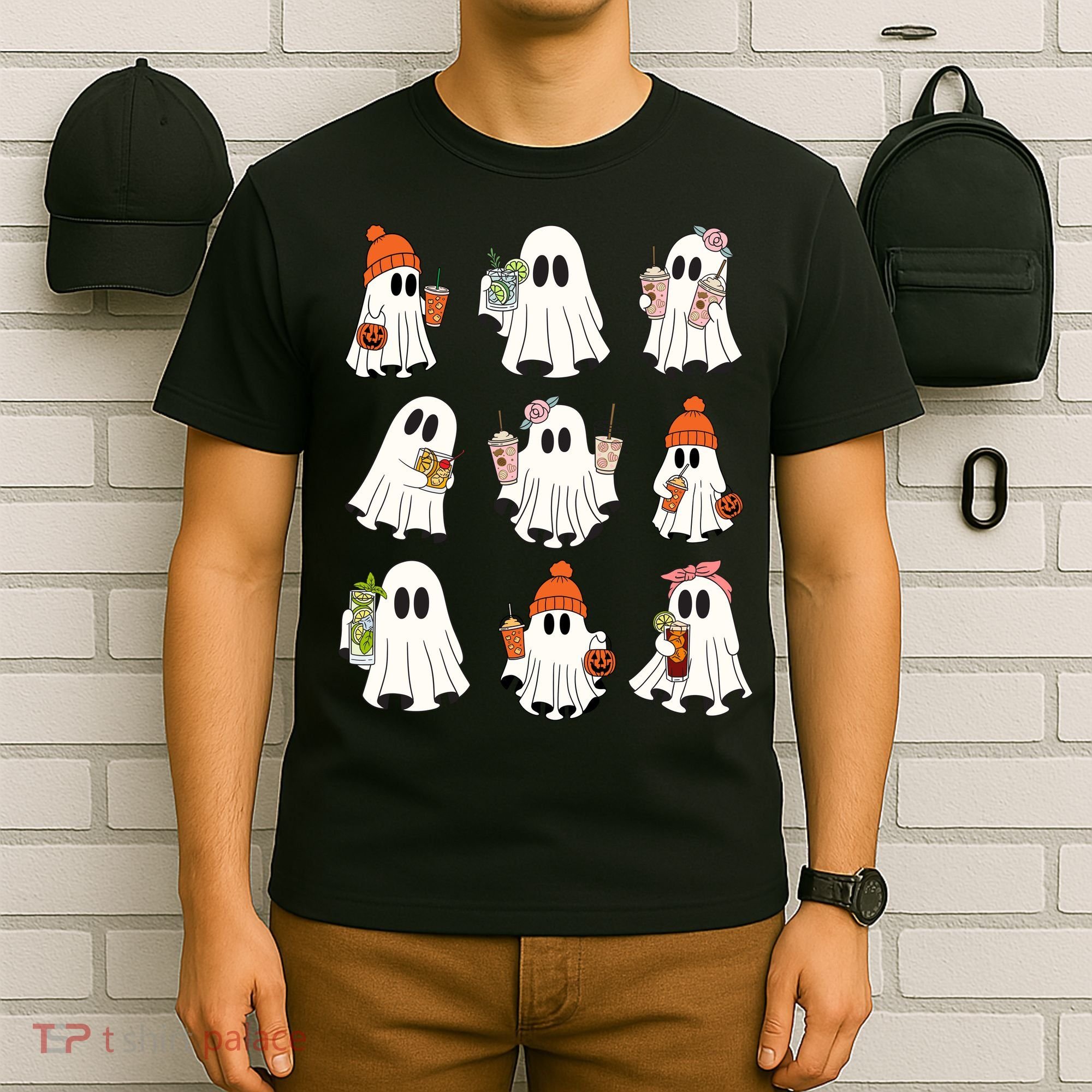 Cute Halloween Ghost Vibes Spooky Autumn Gift T-Shirt