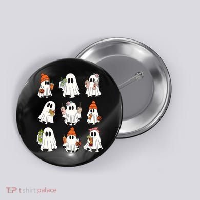 Cute Halloween Ghost Vibes Spooky Autumn Gift Button
