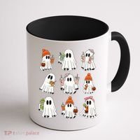 Cute Halloween Ghost Vibes Spooky Autumn Gift Coffee Mug thumb 1