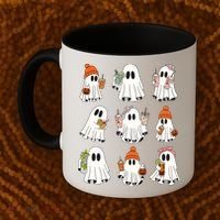 Cute Halloween Ghost Vibes Spooky Autumn Gift Coffee Mug thumb 2