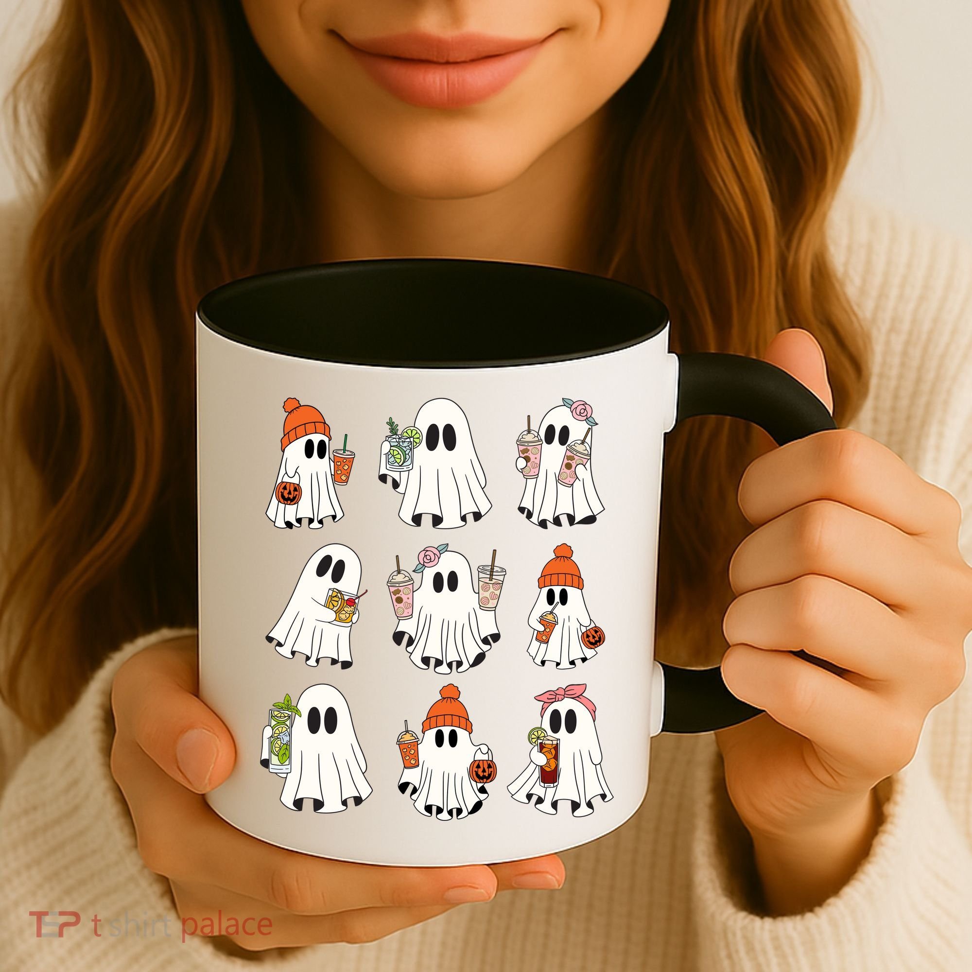 Cute Halloween Ghost Vibes Spooky Autumn Gift Coffee Mug