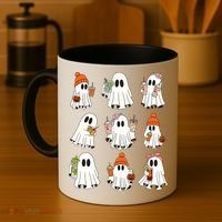 Cute Halloween Ghost Vibes Spooky Autumn Gift Coffee Mug thumb 4