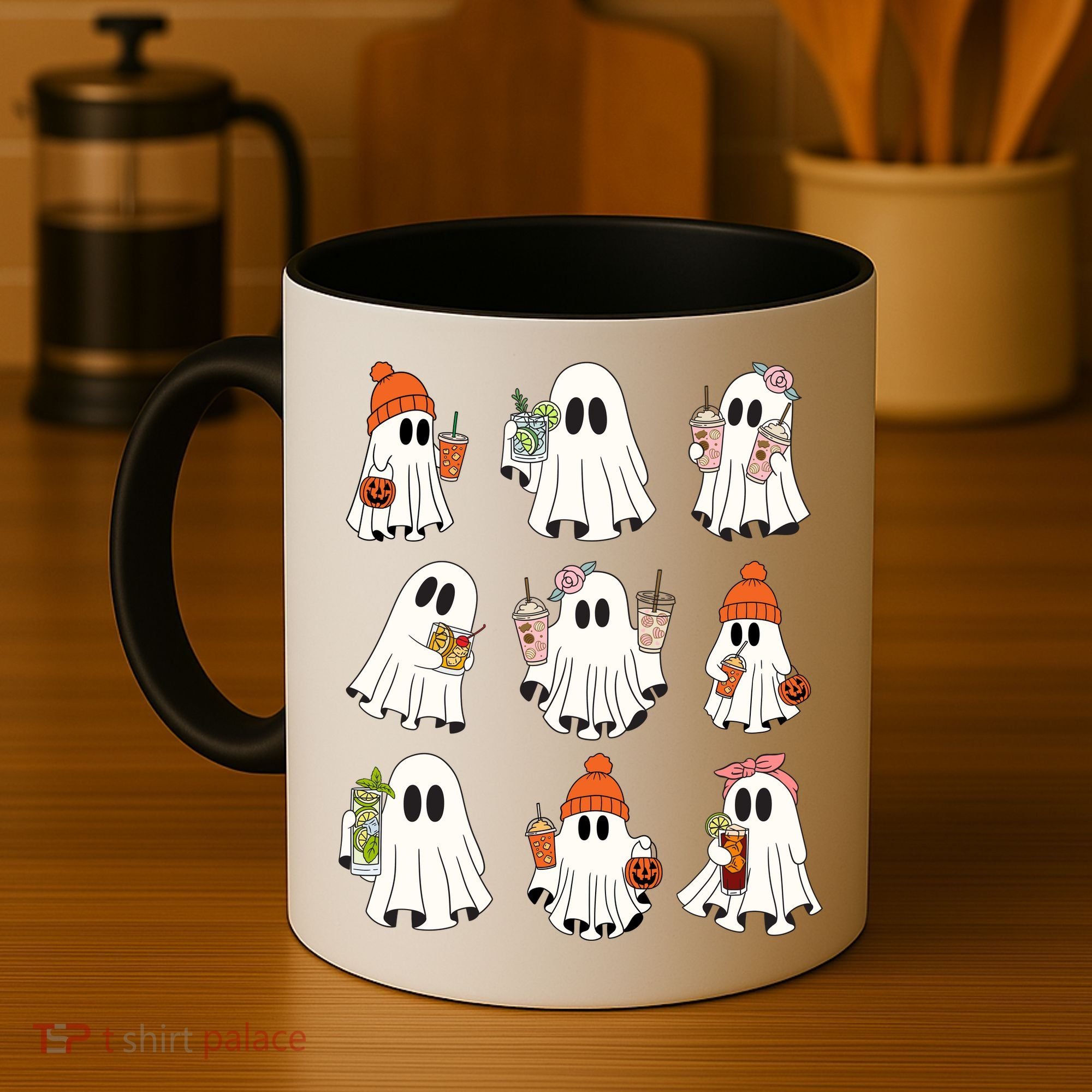 Cute Halloween Ghost Vibes Spooky Autumn Gift Coffee Mug