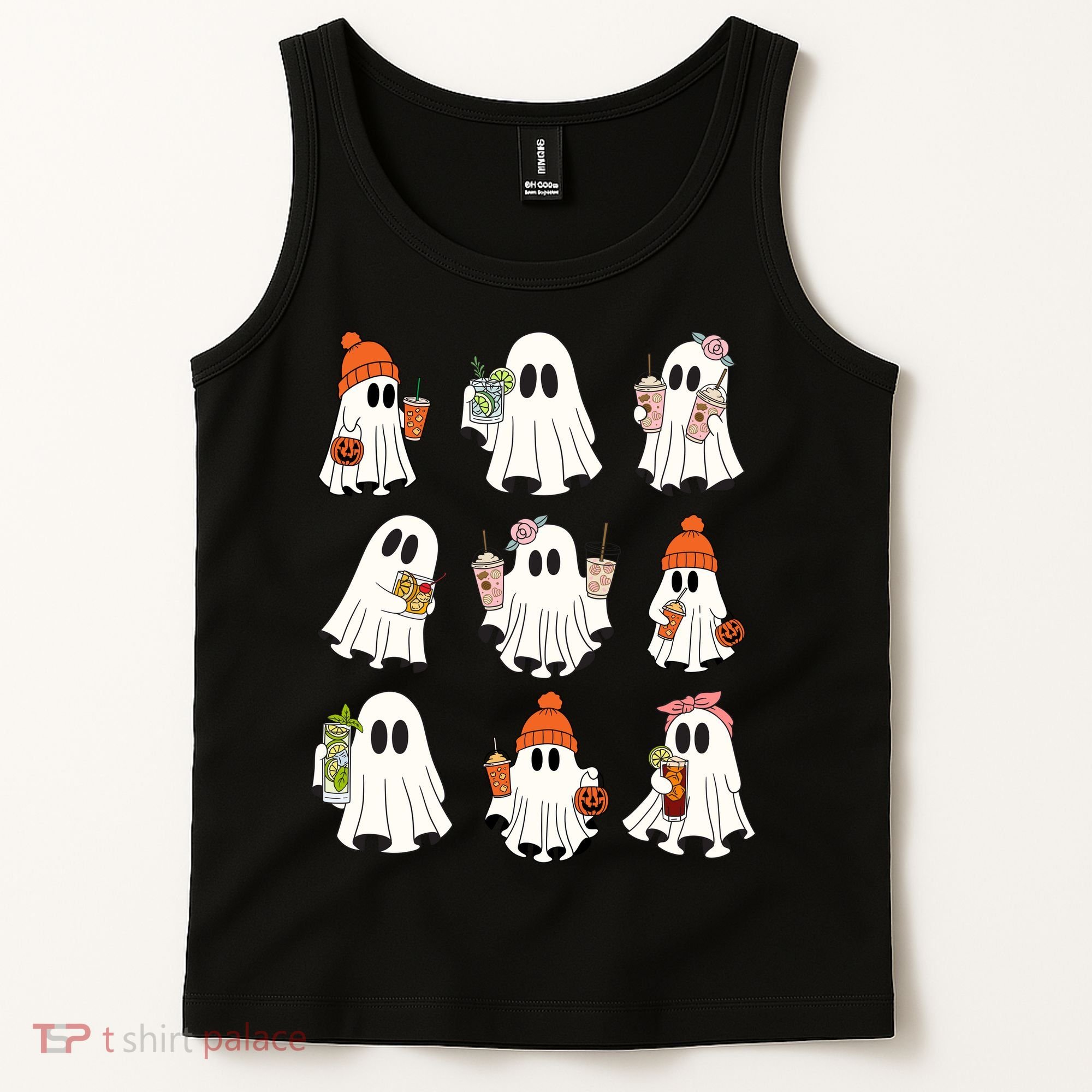 Cute Halloween Ghost Vibes Spooky Autumn Gift Tank Top