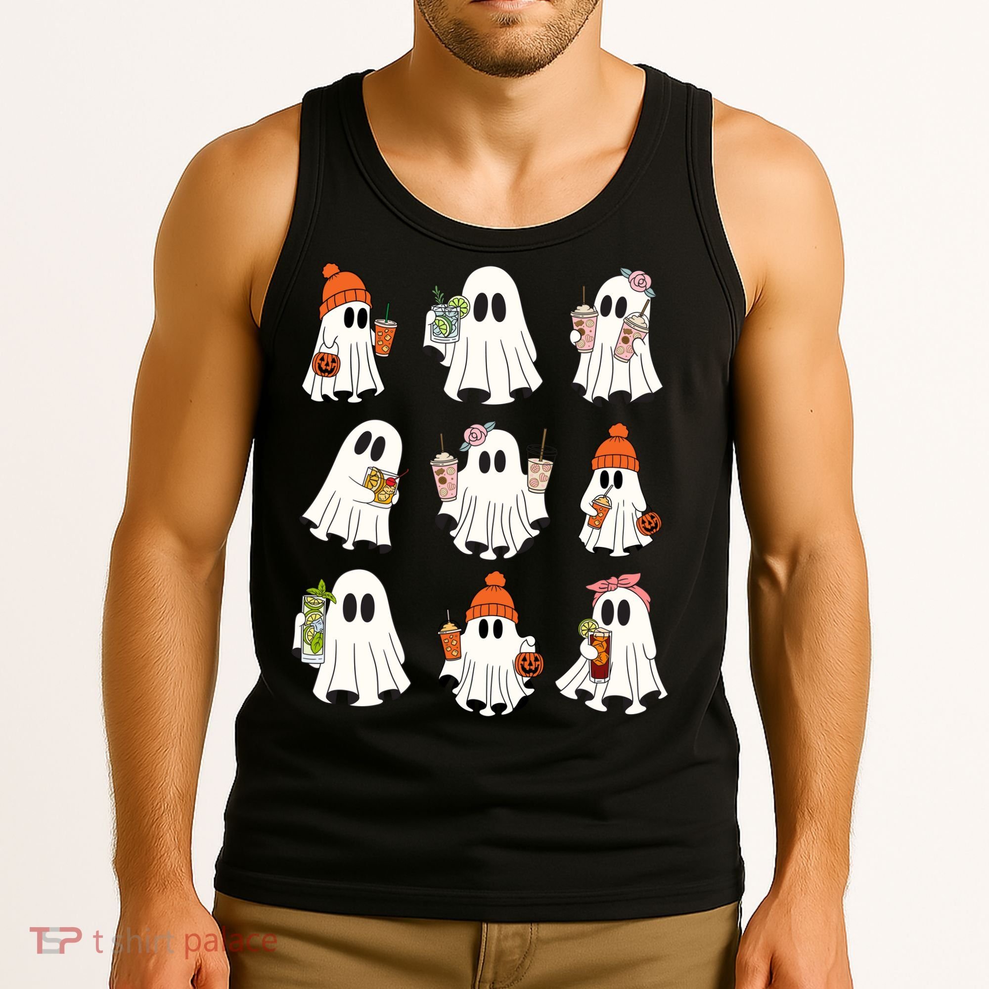 Cute Halloween Ghost Vibes Spooky Autumn Gift Tank Top