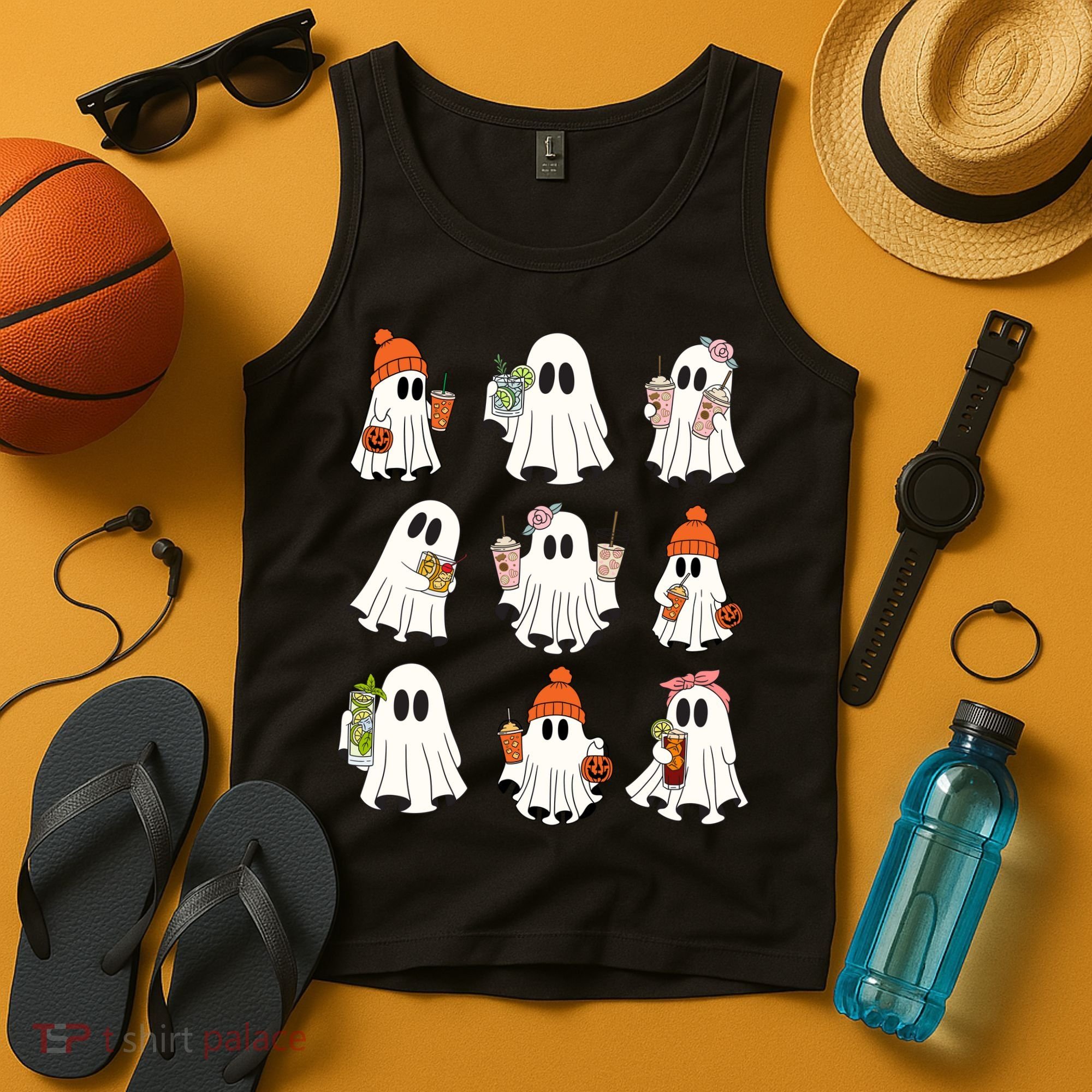 Cute Halloween Ghost Vibes Spooky Autumn Gift Tank Top