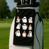 Cute Halloween Ghost Vibes Spooky Autumn Gift Golf Towel thumb 2