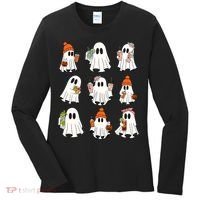Cute Halloween Ghost Vibes Spooky Autumn Gift Women's Long Sleeve Shirt thumb 0