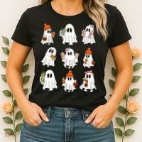 Cute Halloween Ghost Vibes Spooky Autumn Gift Women's T-Shirt thumb 2