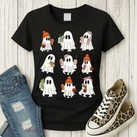 Cute Halloween Ghost Vibes Spooky Autumn Gift Women's T-Shirt thumb 3