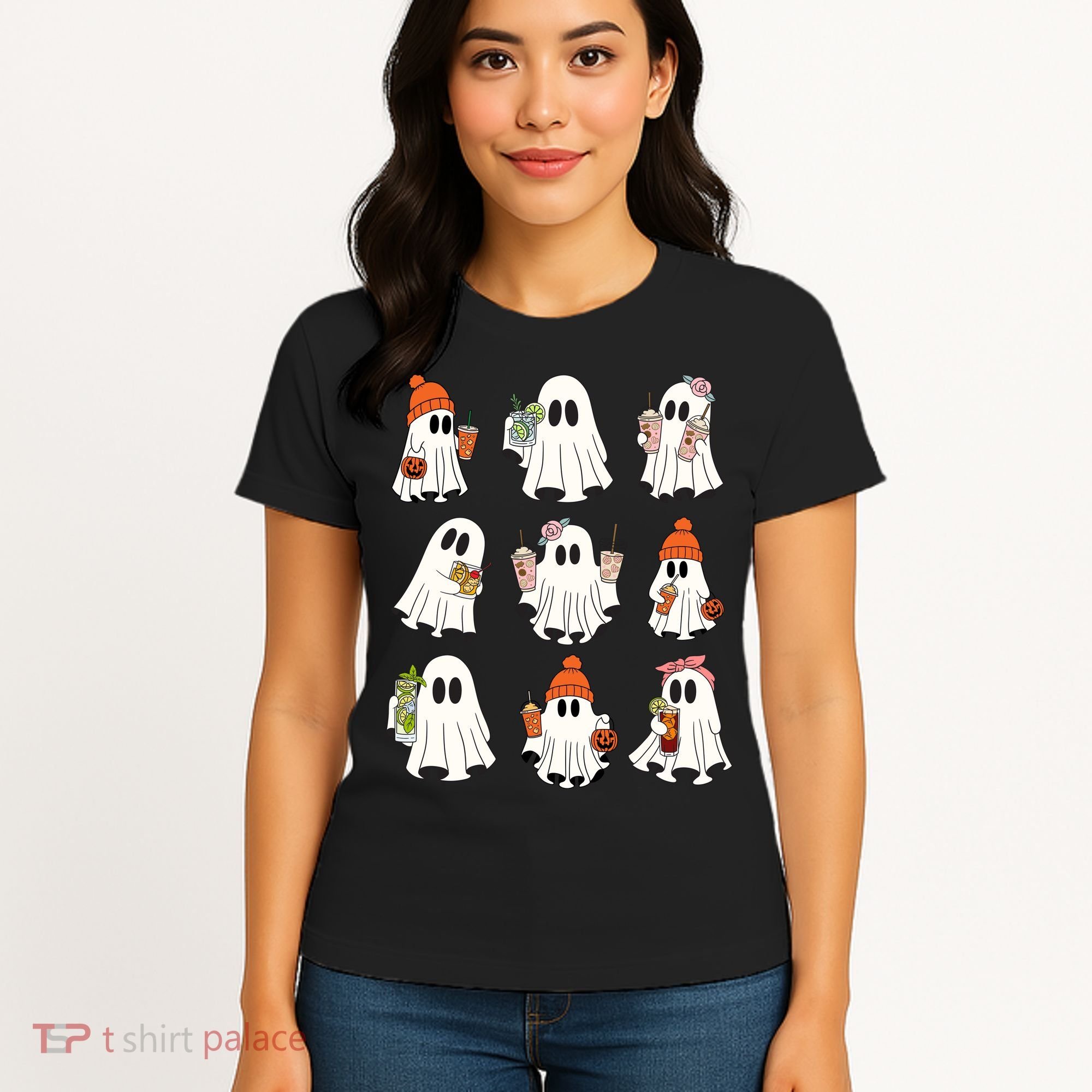 Cute Halloween Ghost Vibes Spooky Autumn Gift Women's T-Shirt
