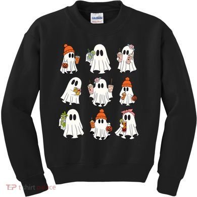 Cute Halloween Ghost Vibes Spooky Autumn Gift Kids Sweatshirt