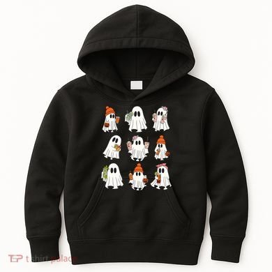 Cute Halloween Ghost Vibes Spooky Autumn Gift Kids Hoodie