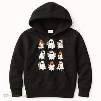 Cute Halloween Ghost Vibes Spooky Autumn Gift Kids Hoodie thumb 0