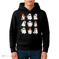 Cute Halloween Ghost Vibes Spooky Autumn Gift Kids Hoodie thumb 4
