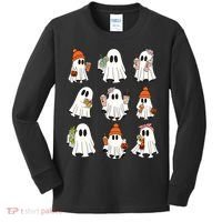 Cute Halloween Ghost Vibes Spooky Autumn Gift Kids Long Sleeve Shirt thumb 0