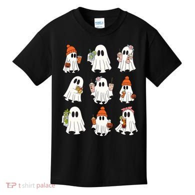 Cute Halloween Ghost Vibes Spooky Autumn Gift Kids T-Shirt