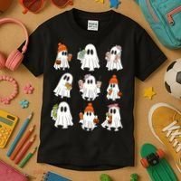 Cute Halloween Ghost Vibes Spooky Autumn Gift Kids T-Shirt thumb 3