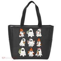 Cute Halloween Ghost Vibes Spooky Autumn Gift Tote Bag thumb 0