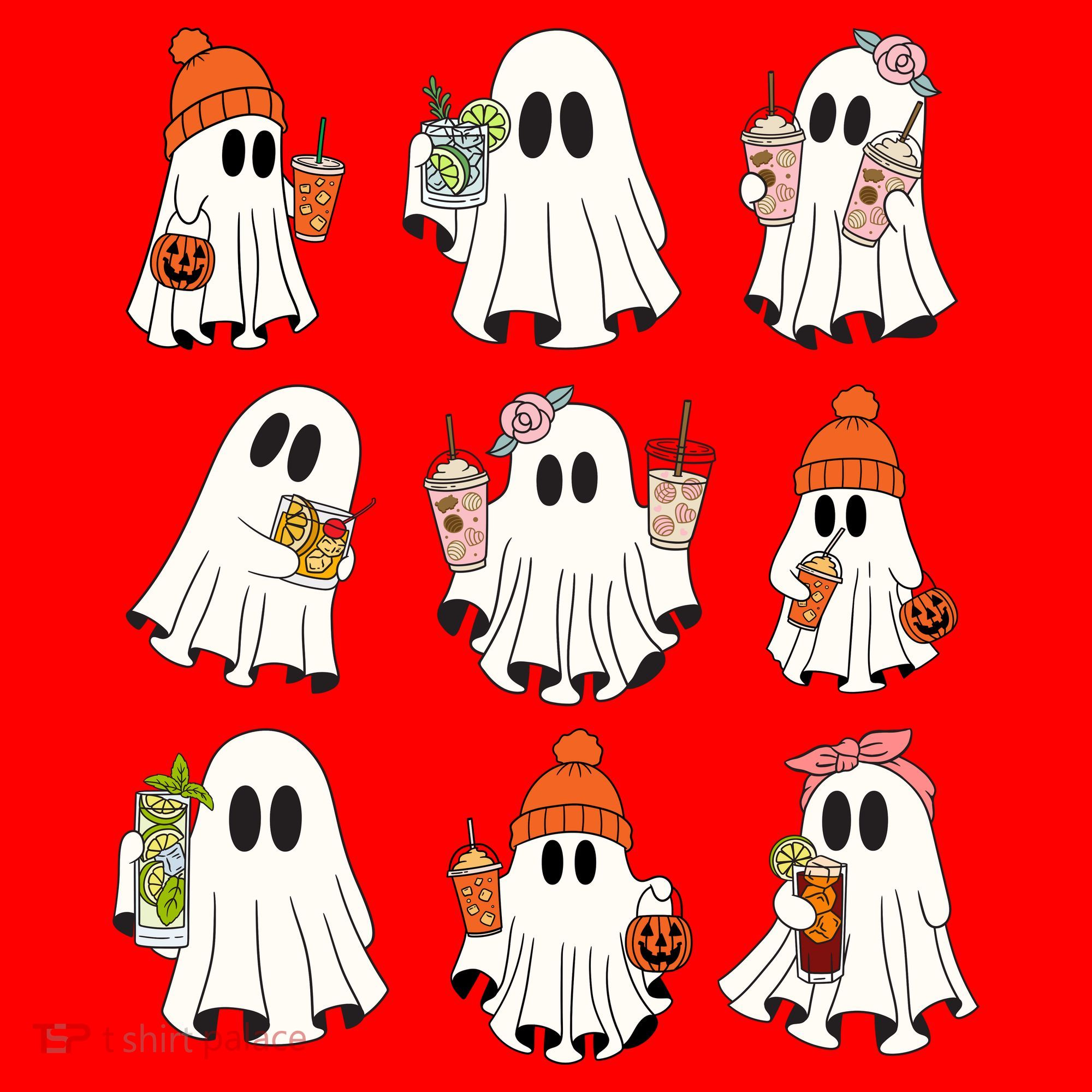 Cute Halloween Ghost Vibes Spooky Autumn Gift Santa Hat