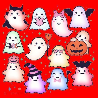 Cute Halloween Ghosts Santa Hat