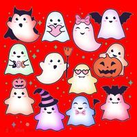 Cute Halloween Ghosts Santa Hat thumb 1