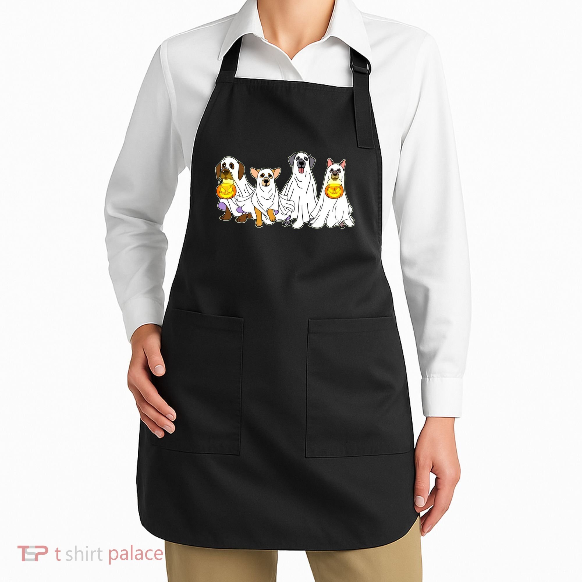 Cute Halloween Ghost Dogs Pups Apron