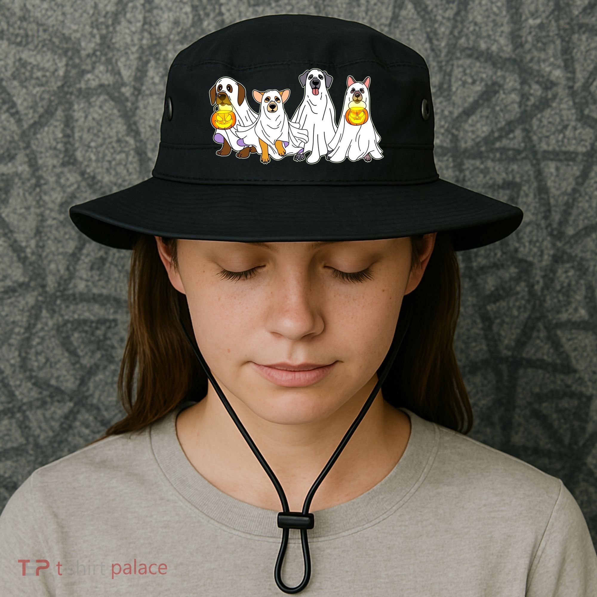 Cute Halloween Ghost Dogs Pups Bucket Hat
