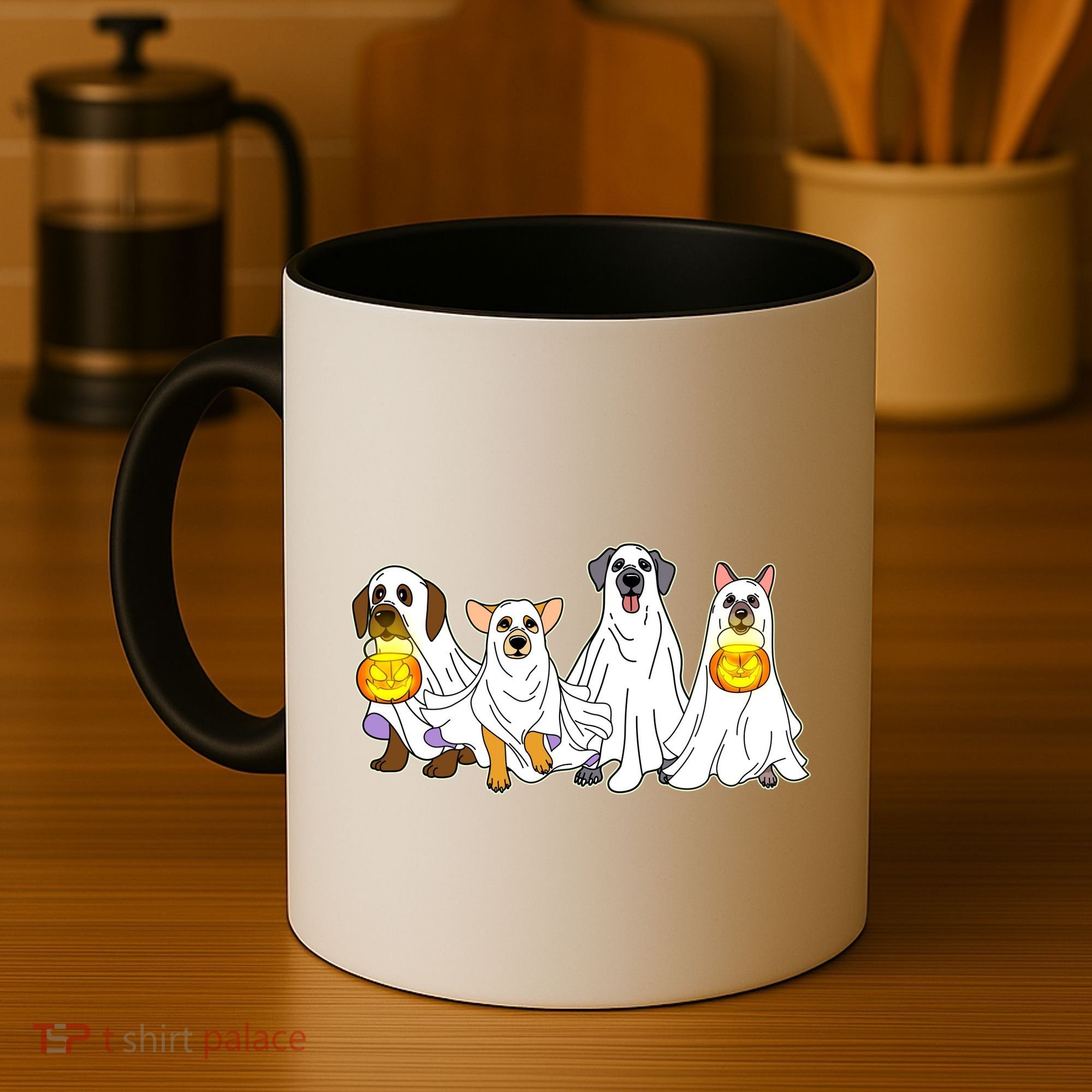 Cute Halloween Ghost Dogs Pups Coffee Mug