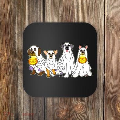 Cute Halloween Ghost Dogs Pups Coaster