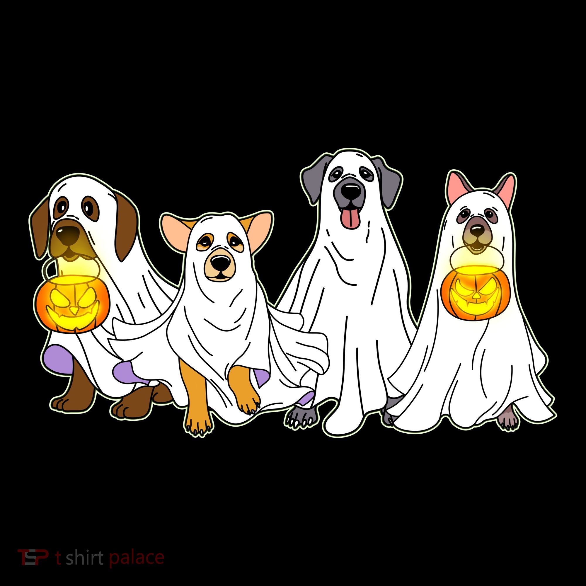 Cute Halloween Ghost Dogs Pups Women's Hoodie