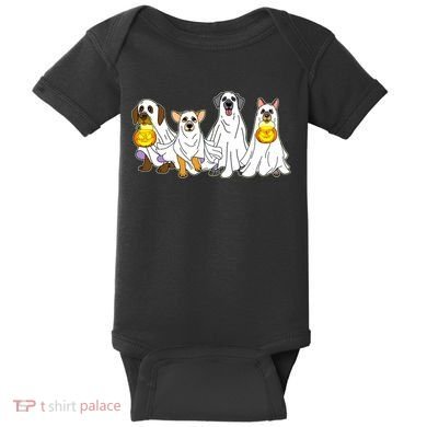 Cute Halloween Ghost Dogs Pups Baby Bodysuit