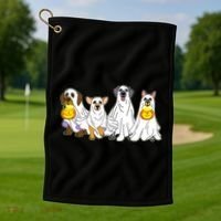 Cute Halloween Ghost Dogs Pups Golf Towel thumb 1