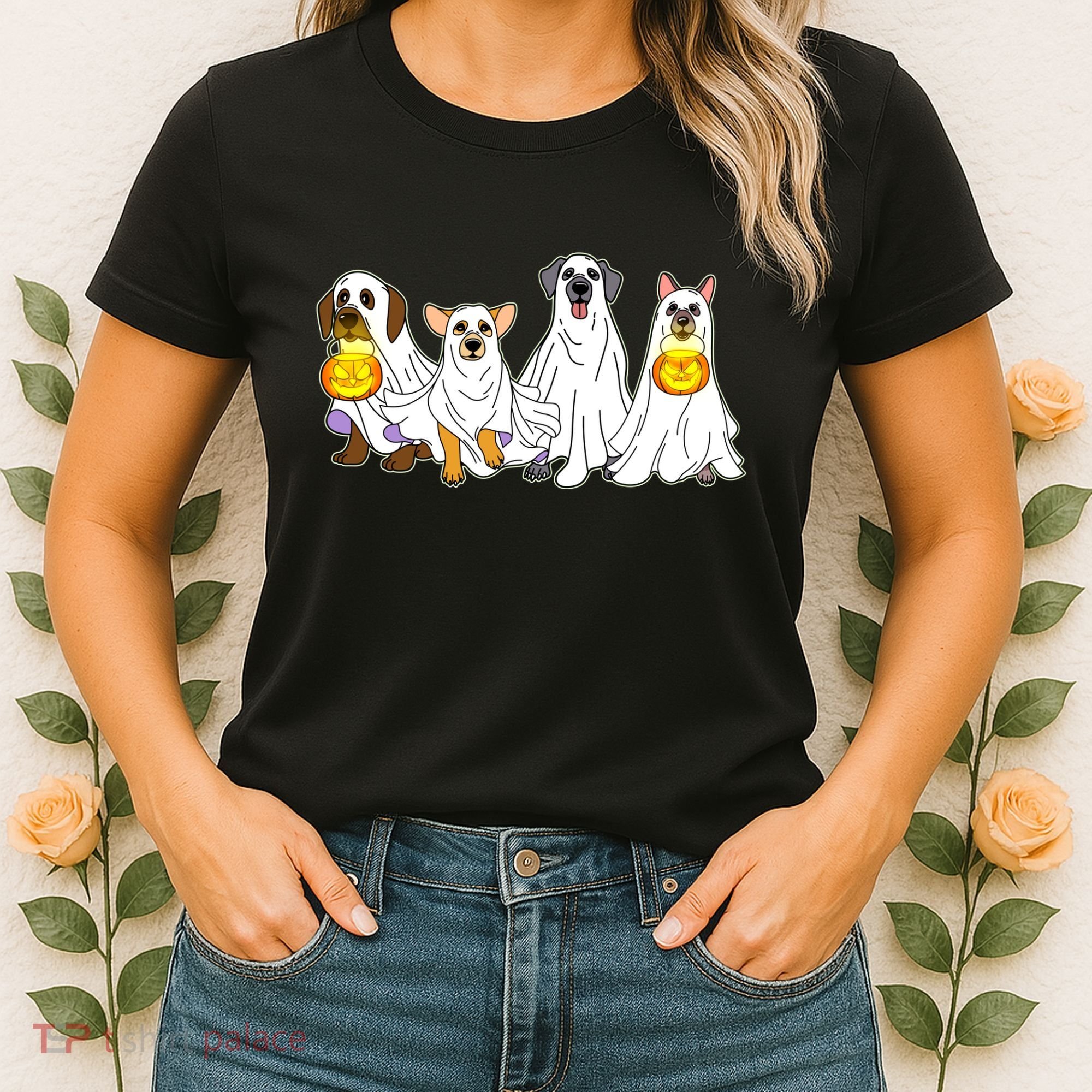 Cute Halloween Ghost Dogs Pups Women's T-Shirt