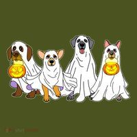 Cute Halloween Ghost Dogs Pups Mousepad thumb 1
