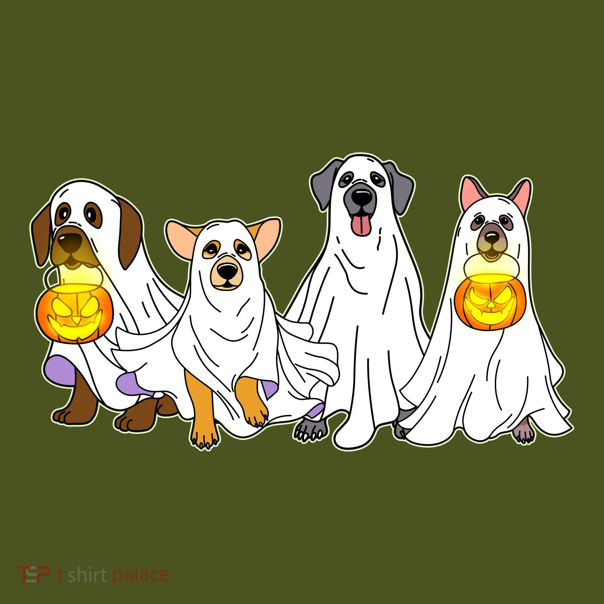 Cute Halloween Ghost Dogs Pups Mousepad