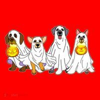 Cute Halloween Ghost Dogs Pups Santa Hat thumb 1
