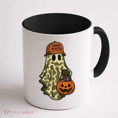 Camo Halloween Ghost Candy Hunter Coffee Mug back
