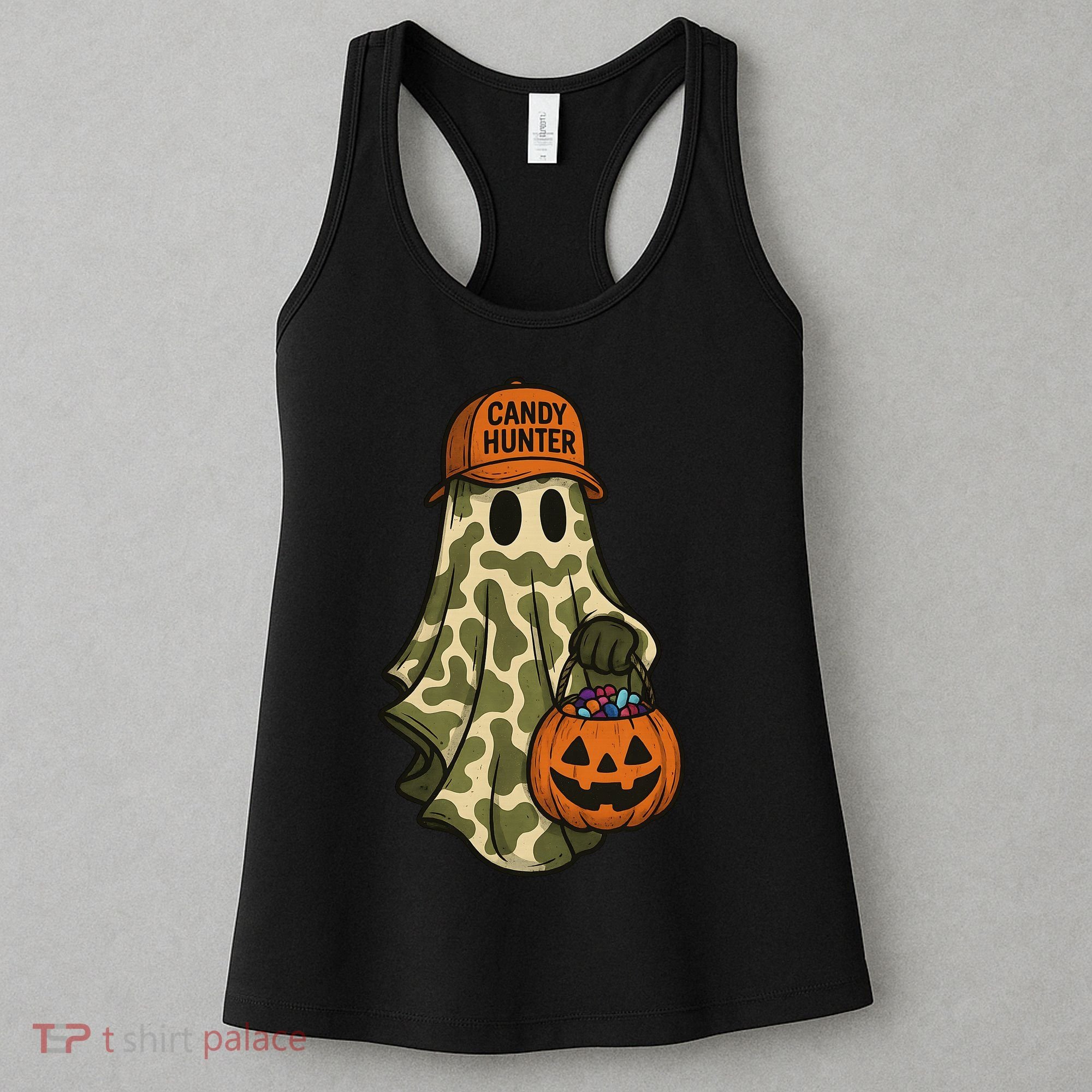 Camo Halloween Ghost Candy Hunter Women's Tank Top