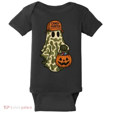 Camo Halloween Ghost Candy Hunter Baby Bodysuit