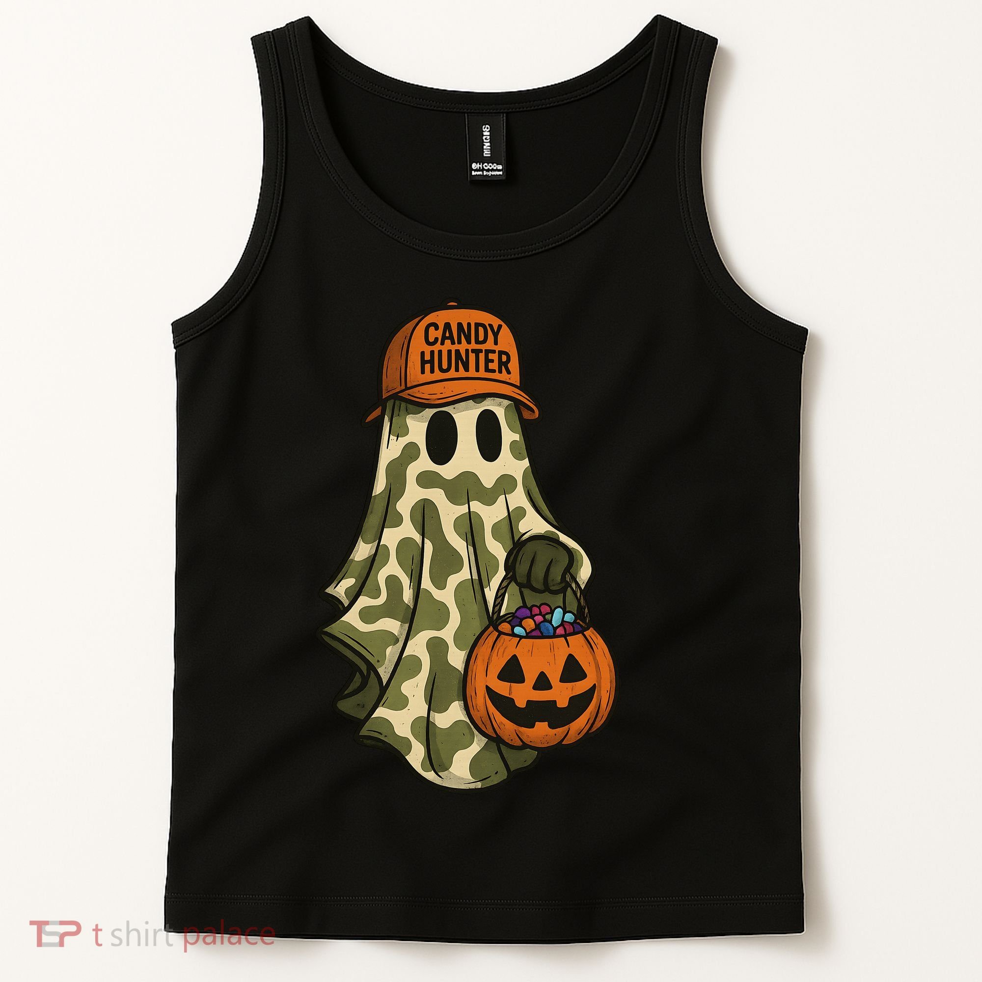 Camo Halloween Ghost Candy Hunter Tank Top