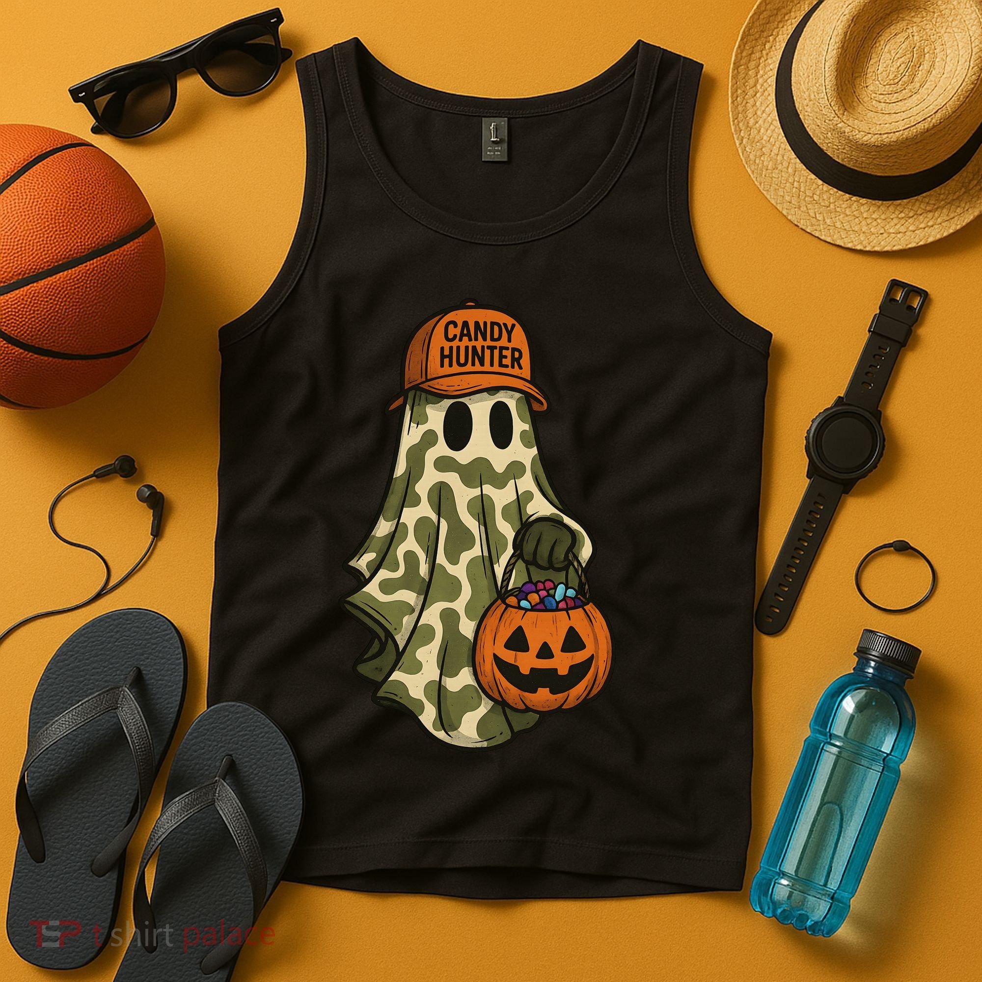 Camo Halloween Ghost Candy Hunter Tank Top
