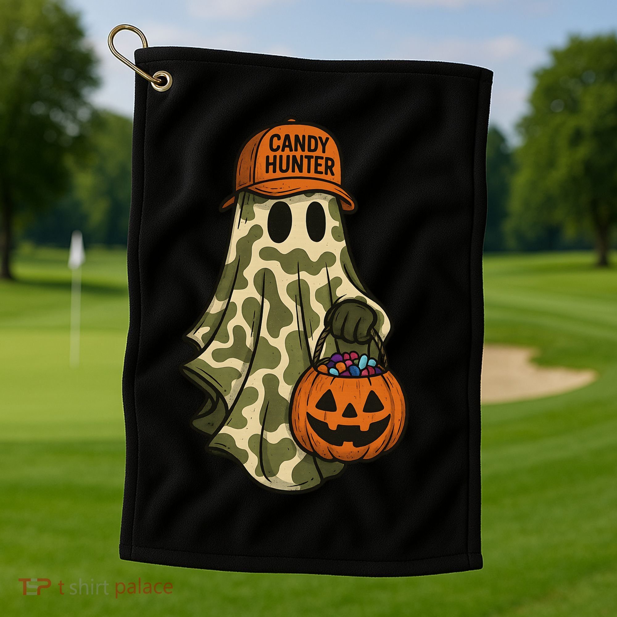 Camo Halloween Ghost Candy Hunter Golf Towel