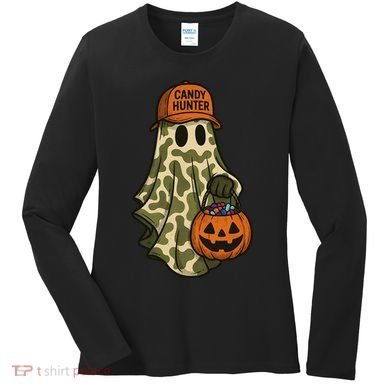Camo Halloween Ghost Candy Hunter Women's Long Sleeve Shirt