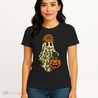 Camo Halloween Ghost Candy Hunter Women's T-Shirt thumb 4