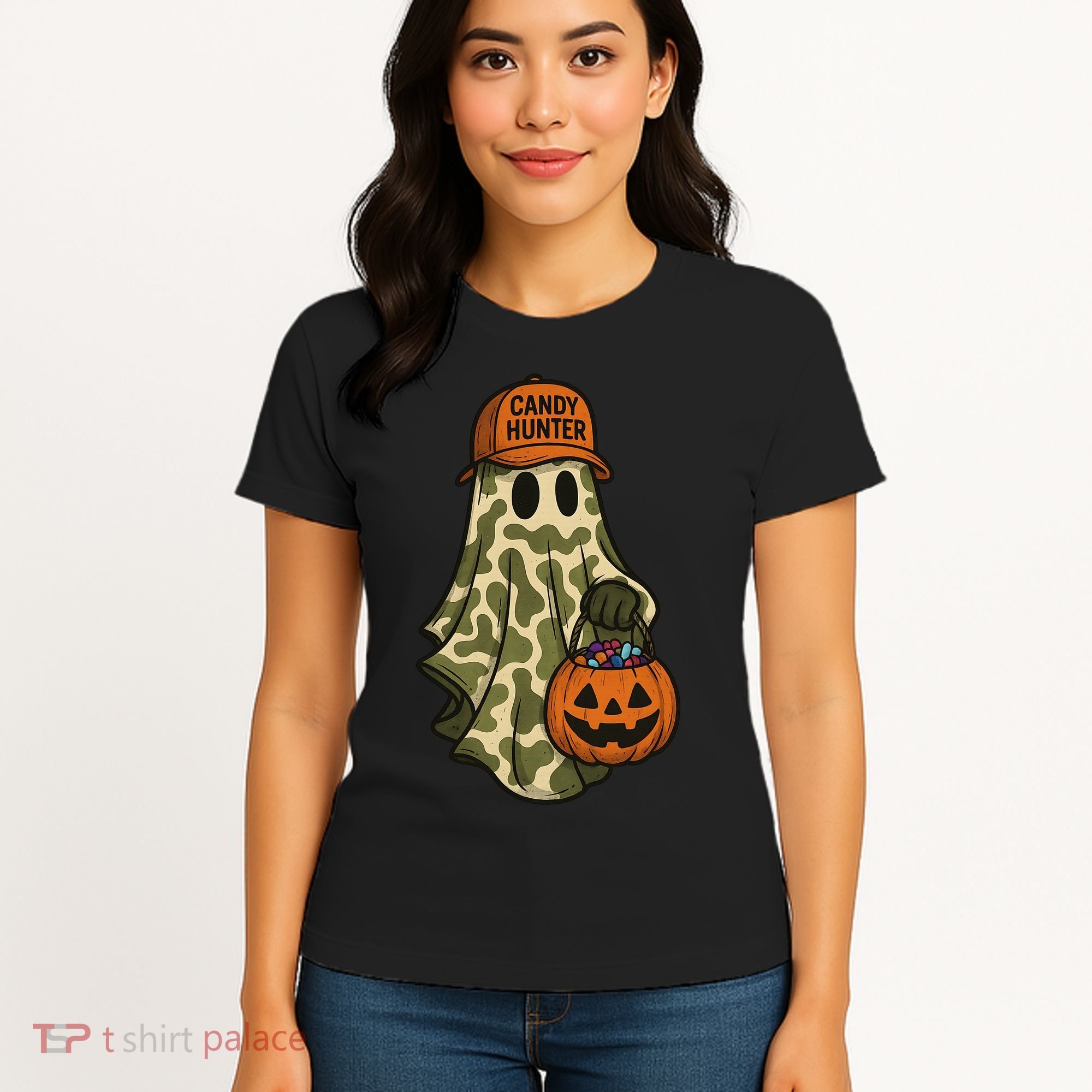 Camo Halloween Ghost Candy Hunter Women's T-Shirt